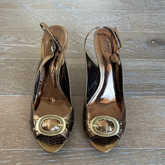 Carlos Santana Croc Print Peep Toe Slingback | 11M - Picture 1 of 6